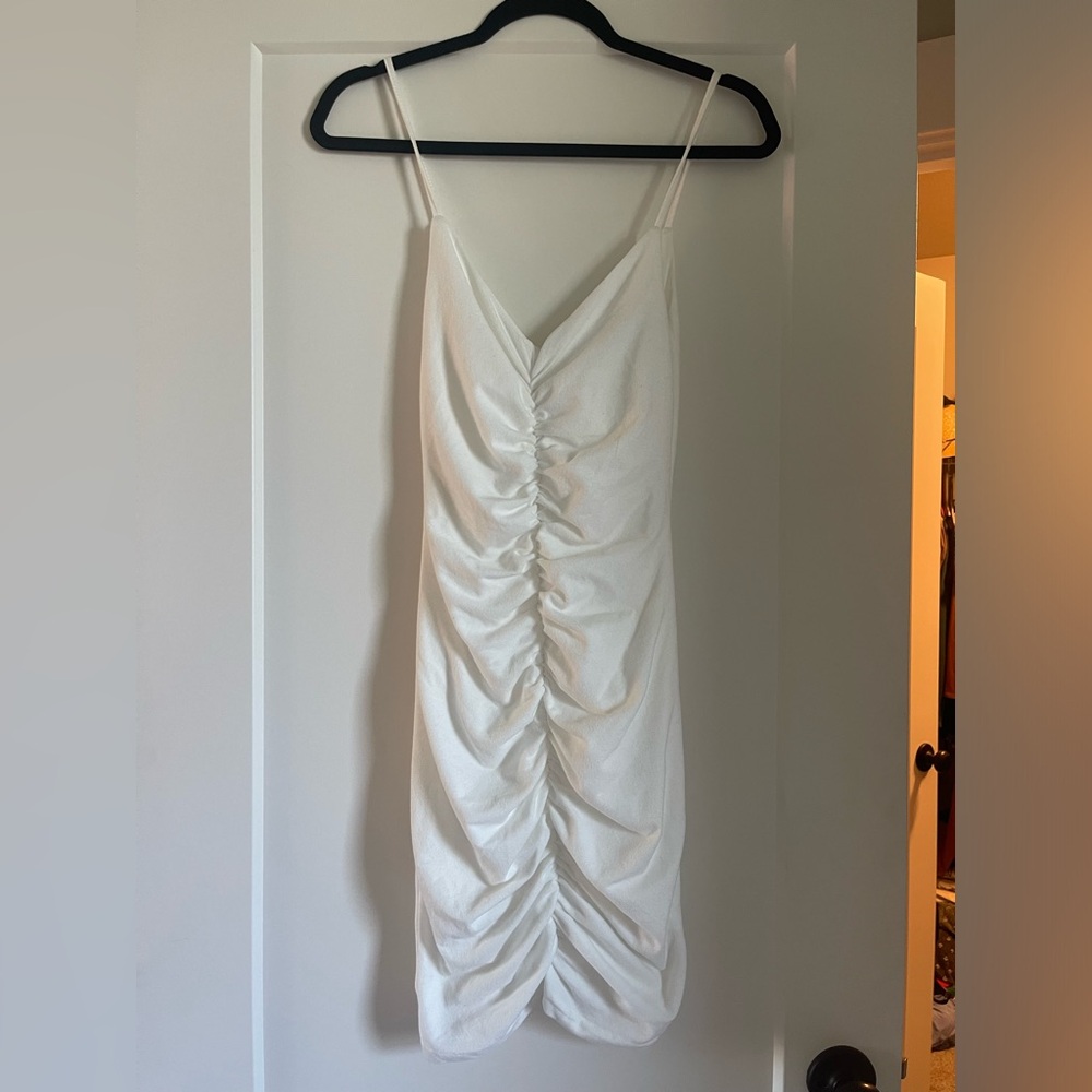 SHEIN White Strapless Ruched Dress